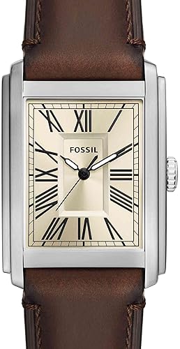 FOSSIL MENS CARRAWAY QUARTZ WATCH, STAINLESS STEEL, THREE-HAND ANALOG WRISTWATCH