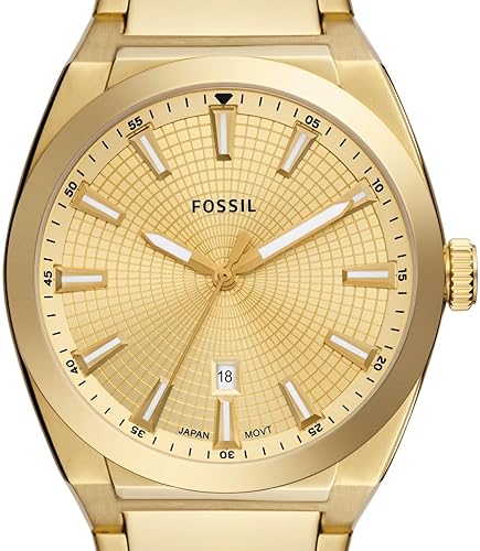 FOSSIL EVERETT MENS QUARTZ WATCH, STAINLESS STEEL, THREE-HAND ANALOG WRISTWATCH