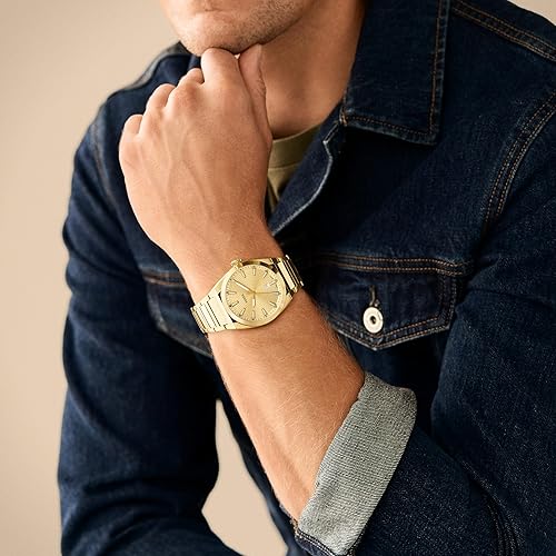 FOSSIL EVERETT MENS QUARTZ WATCH, STAINLESS STEEL, THREE-HAND ANALOG WRISTWATCH