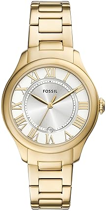 FOSSIL WOMENS GILMORE THREE-HAND DATE WATCH ELEGANT STAINLESS STEEL LADIES WRISTWATCH