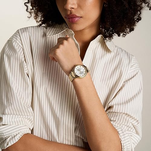 FOSSIL WOMENS GILMORE THREE-HAND DATE WATCH ELEGANT STAINLESS STEEL LADIES WRISTWATCH