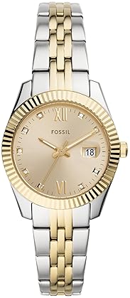 FOSSIL SCARLETTE MINI WOMENS QUARTZ WATCH, STAINLESS STEEL, THREE-HAND, ELEGANT LADIES WRISTWATCH