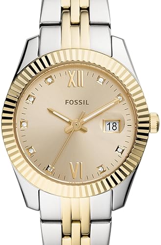 FOSSIL SCARLETTE MINI WOMENS QUARTZ WATCH, STAINLESS STEEL, THREE-HAND, ELEGANT LADIES WRISTWATCH