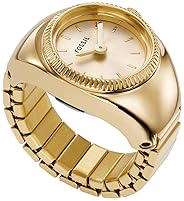 FOSSIL WOMENS STAINLESS STEEL QUARTZ WATCH RING ELEGANT TWO-HAND FASHION ACCESSORY