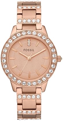 FOSSIL WOMENS JESSE QUARTZ WATCH, STAINLESS STEEL BRACELET, THREE-HAND ANALOG WRISTWATCH