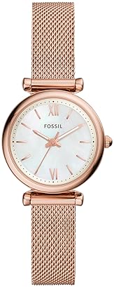 FOSSIL CARLIE WOMENS QUARTZ STAINLESS STEEL WATCH ELEGANT THREE-HAND ANALOG TIMEPIECE