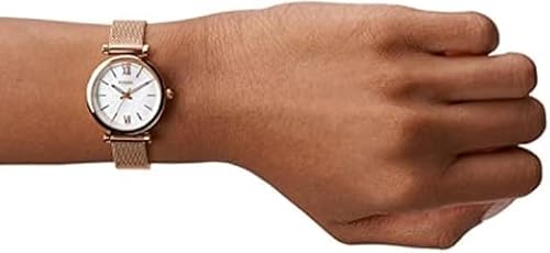 FOSSIL CARLIE WOMENS QUARTZ STAINLESS STEEL WATCH ELEGANT THREE-HAND ANALOG TIMEPIECE