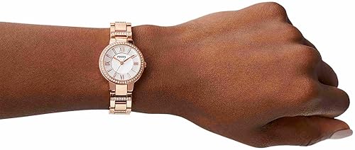 FOSSIL VIRGINIA WOMENS QUARTZ WATCH STAINLESS STEEL, THREE-HAND, ELEGANT LADIES WRISTWATCH