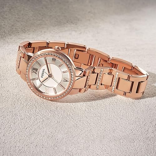 FOSSIL VIRGINIA WOMENS QUARTZ WATCH STAINLESS STEEL, THREE-HAND, ELEGANT LADIES WRISTWATCH