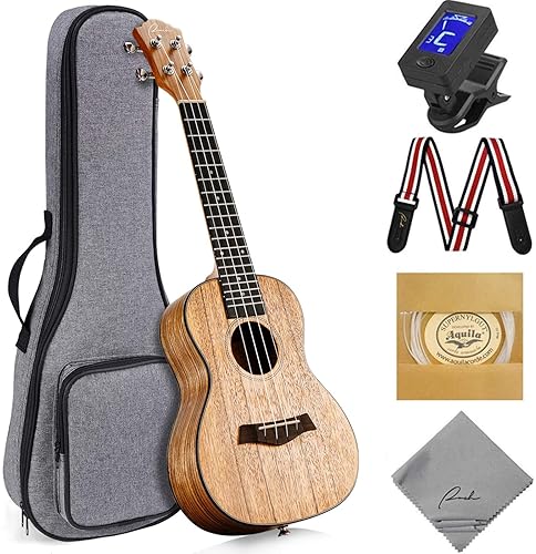 RANCH 23 CONCERT UKULELE STARTER KIT FOR BEGINNERS 12 ONLINE LESSONS, BAG, TUNER, AQUILA STRINGS