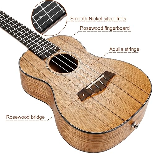 RANCH 23 CONCERT UKULELE STARTER KIT FOR BEGINNERS 12 ONLINE LESSONS, BAG, TUNER, AQUILA STRINGS