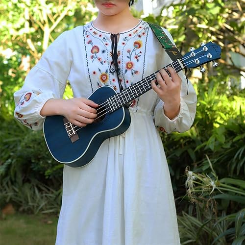 RANCH 23 CONCERT UKULELE, PROFESSIONAL WOODEN HAWAIIAN UKE WITH 12 ONLINE LESSONS GIG BAG, BLUE
