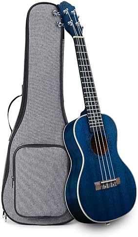 RANCH TENOR UKULELE 26 INCH PROFESSIONAL WOODEN INSTRUMENT WITH 12 ONLINE LESSONS GIG BAG, STARRY BLUE