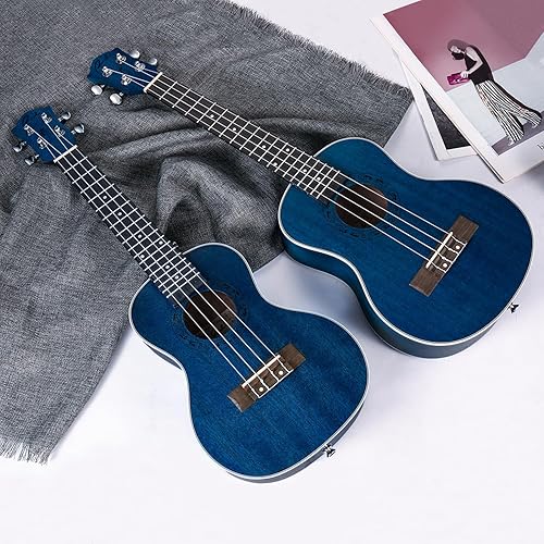 RANCH TENOR UKULELE 26 INCH PROFESSIONAL WOODEN INSTRUMENT WITH 12 ONLINE LESSONS GIG BAG, STARRY BLUE