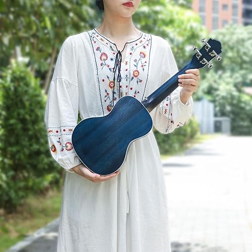 RANCH TENOR UKULELE 26 INCH PROFESSIONAL WOODEN INSTRUMENT WITH 12 ONLINE LESSONS GIG BAG, STARRY BLUE