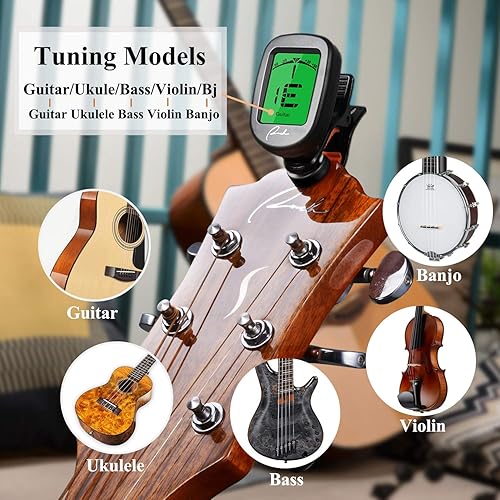 RANCH CLIP-ON GUITAR TUNER, PROFESSIONAL FOR ACOUSTIC ELECTRIC GUITAR, UKULELE, VIOLIN, BASS, BANJO,