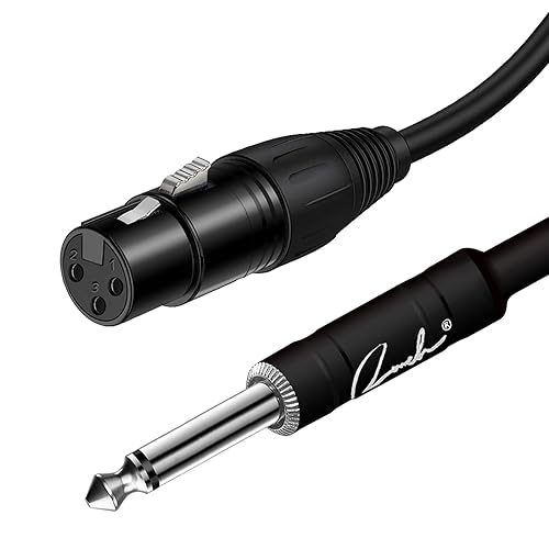 RANCH 20FT XLR FEMALE TO 1 4 TS MONO MICROPHONE CABLE, UNBALANCED MIC CORD, BLACK
