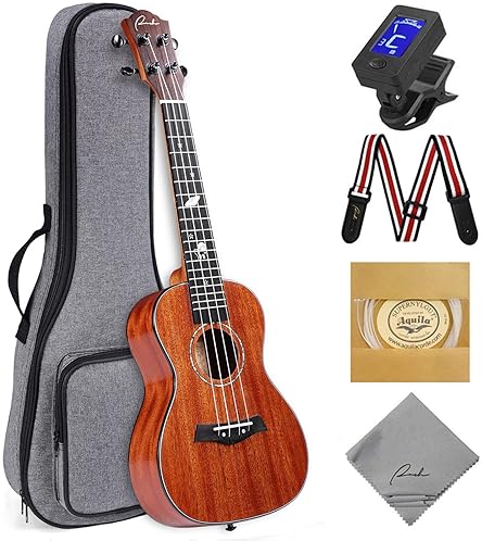 RANCH 23 CONCERT UKULELE KIT, SOLID TOP, STARTER BUNDLE WITH GIG BAG, TUNER, LESSONS MORE