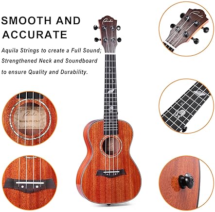 RANCH 23 CONCERT UKULELE KIT, SOLID TOP, STARTER BUNDLE WITH GIG BAG, TUNER, LESSONS MORE