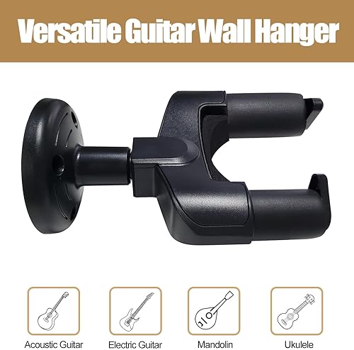 RANCH 3-PACK GUITAR WALL MOUNT HANGERS FOR ACOUSTIC, ELECTRIC, UKULELE BLACK HOOK HOLDERS