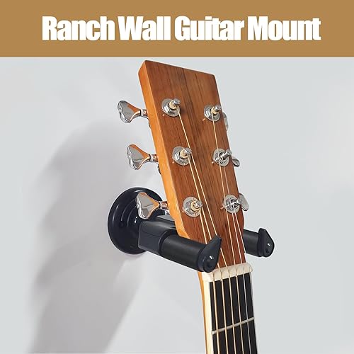 RANCH 3-PACK GUITAR WALL MOUNT HANGERS FOR ACOUSTIC, ELECTRIC, UKULELE BLACK HOOK HOLDERS