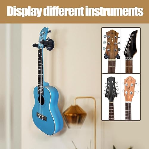 RANCH 3-PACK GUITAR WALL MOUNT HANGERS FOR ACOUSTIC, ELECTRIC, UKULELE BLACK HOOK HOLDERS