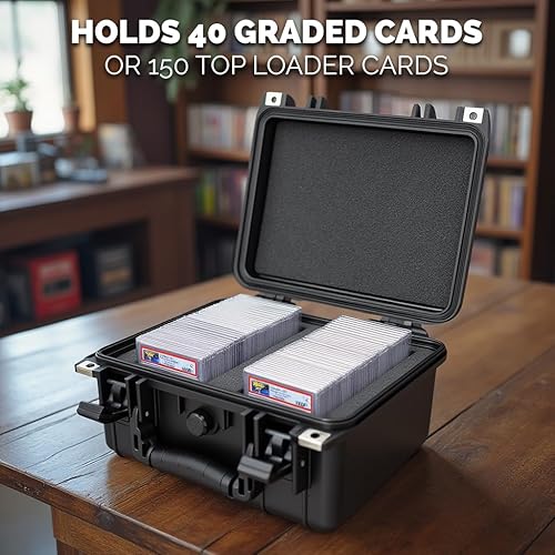 CASEMATIX WATERPROOF GRADED CARD CASE FITS 40 BGS PSA SLABS OR 150 TOPLOADERS, SPORTS CARD BOX