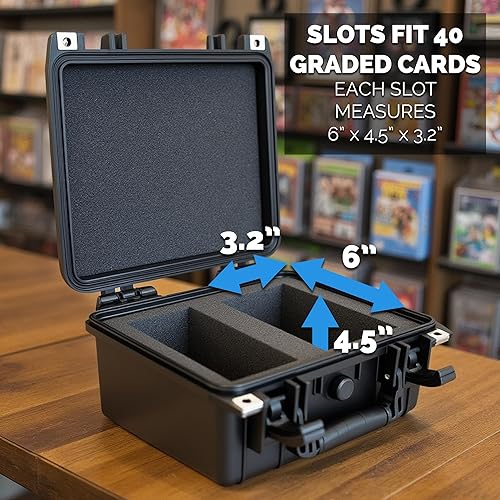CASEMATIX WATERPROOF GRADED CARD CASE FITS 40 BGS PSA SLABS OR 150 TOPLOADERS, SPORTS CARD BOX
