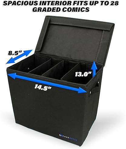 CASEMATIX GRADED COMIC BOOK STORAGE CASE FITS 28 CGC COMICS, LIGHTWEIGHT BIN WITH 3 DIVIDERS