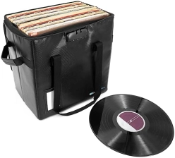 CASEMATIX FIRE RESISTANT VINYL RECORD STORAGE CASE HOLDS 40 LPS, COMBO LOCK, REMOVABLE DIVIDER, TRAVEL BOX