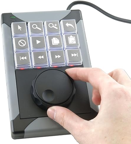 RAILDRIVER X-KEYS XK-12 JGS USB PROGRAMMABLE KEYBOARD WITH JOG SHUTTLE CONTROL FOR VIDEO EDITING REPLAY