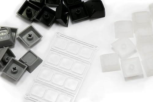 RAILDRIVER NEVWEAR CUSTOMIZABLE DSA KEYCAPS 12-PACK, TRANSPARENT, FITS CHERRY MX KEYBOARDS, 1X1 SIZE