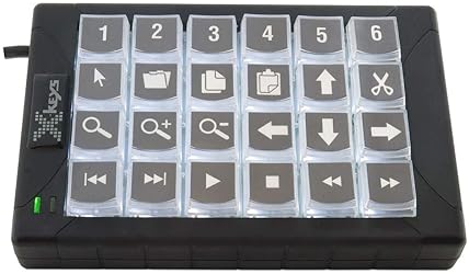 RAILDRIVER X-KEYS 24-KEY PROGRAMMABLE USB KEYPAD KEYBOARD BLACK WHITE CUSTOMIZABLE SHORTCUT KEYS