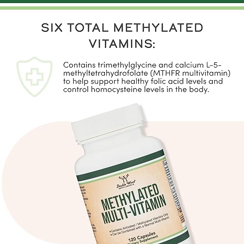 DOUBLE WOOD SUPPLEMENTS METHYLATED MULTIVITAMIN B COMPLEX WITH TMG METHYLFOLATE, MTHFR SUPPORT, NON-GMO, 120 CAPSULES