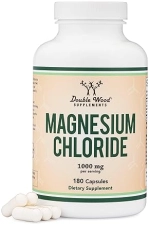 DOUBLE WOOD SUPPLEMENTS MAGNESIUM CHLORIDE 1000MG 180 CAPSULES, DIGESTIVE BONE SUPPORT, NON-GMO, GLUTEN FREE