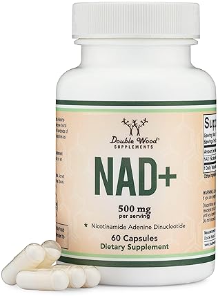 DOUBLE WOOD SUPPLEMENTS  NAD SUPPLEMENT 500MG 95 PURE, ANTI-AGING CELL REGENERATION VEGAN, NON-GMO, 30 DAY SUPPLY