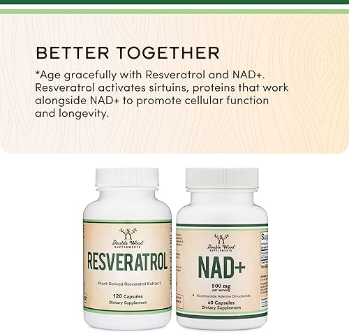DOUBLE WOOD SUPPLEMENTS  NAD SUPPLEMENT 500MG 95 PURE, ANTI-AGING CELL REGENERATION VEGAN, NON-GMO, 30 DAY SUPPLY