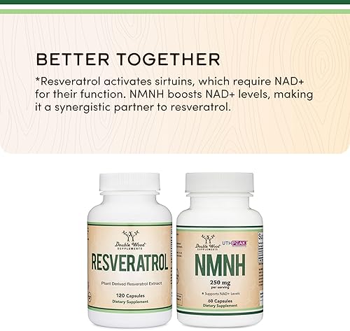 DOUBLE WOOD SUPPLEMENTS  RESVERATROL SUPPLEMENT 500MG, 120 CAPSULES 50 TRANS-RESVERATROL FOR HEALTHY AGING SUPPORT