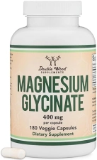 DOUBLE WOOD SUPPLEMENTS MAGNESIUM GLYCINATE 400MG 180 VEGAN CAPSULES SLEEP, MUSCLE, HEART SUPPORT NON-GMO, GLUTEN FREE