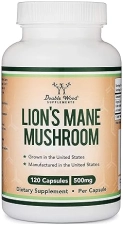 DOUBLE WOOD SUPPLEMENTS ORGANIC LION S MANE MUSHROOM CAPSULES 120CT FOCUS IMMUNE SUPPORT, USA GROWN, THIRD-PARTY TESTED
