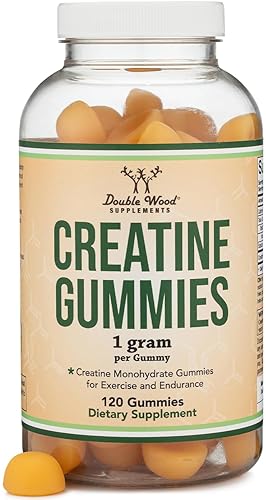 DOUBLE WOOD SUPPLEMENTS CREATINE MONOHYDRATE GUMMIES 1G 120 VEGAN, NON-GMO, GLUTEN-FREE, FILLER-FREE BY DOUBLE WOOD