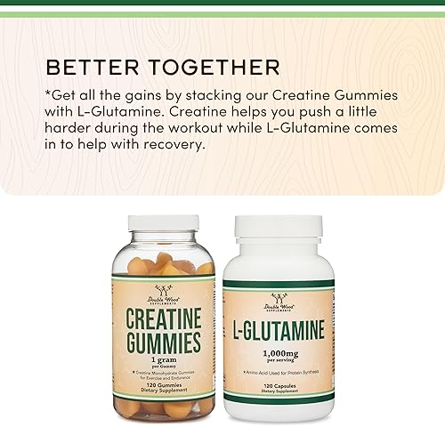DOUBLE WOOD SUPPLEMENTS CREATINE MONOHYDRATE GUMMIES 1G 120 VEGAN, NON-GMO, GLUTEN-FREE, FILLER-FREE BY DOUBLE WOOD