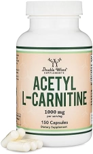 DOUBLE WOOD SUPPLEMENTS ACETYL L-CARNITINE 1000MG, 150 CAPSULES BRAIN, MEMORY ENERGY SUPPORT, THIRD-PARTY TESTED