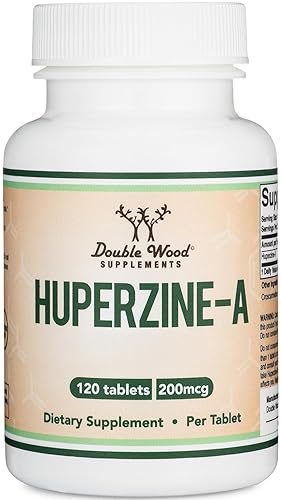 DOUBLE WOOD SUPPLEMENTS HUPERZINE A 200MCG - BRAIN SUPPLEMENT FOR MEMORY FOCUS, 120 TABLETS, THIRD-PARTY TESTED