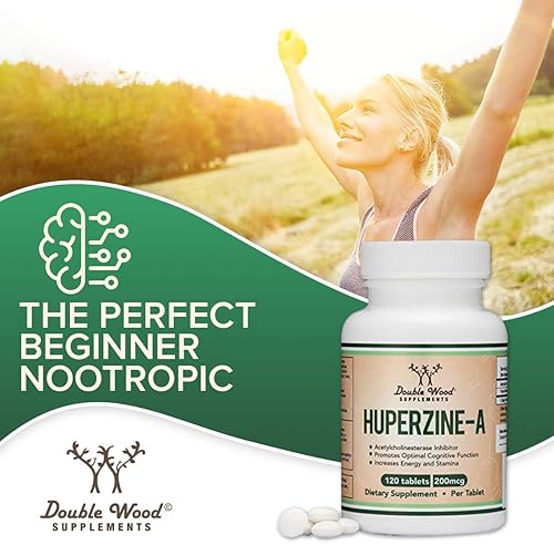 DOUBLE WOOD SUPPLEMENTS HUPERZINE A 200MCG - BRAIN SUPPLEMENT FOR MEMORY FOCUS, 120 TABLETS, THIRD-PARTY TESTED
