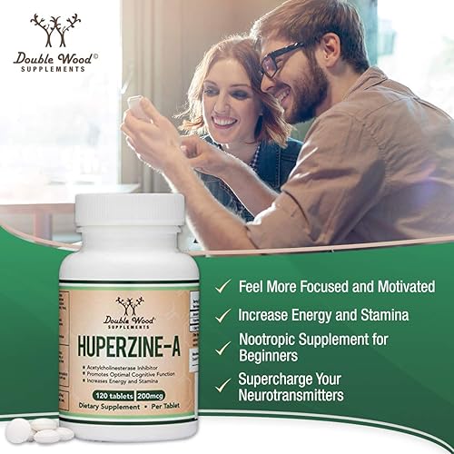 DOUBLE WOOD SUPPLEMENTS HUPERZINE A 200MCG - BRAIN SUPPLEMENT FOR MEMORY FOCUS, 120 TABLETS, THIRD-PARTY TESTED