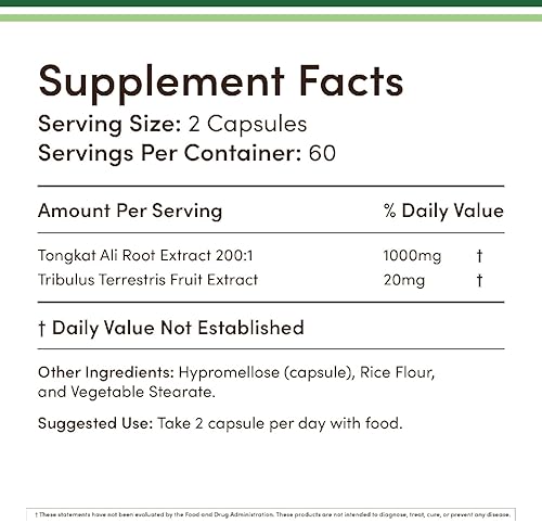 DOUBLE WOOD SUPPLEMENTS TONGKAT ALI 200 1 EXTRACT FOR MEN, 1000MG, 120 CAPSULES, TRIBULUS, EURYCOMA LONGIFOLIA, DOUBLE WOOD