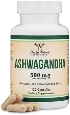 DOUBLE WOOD SUPPLEMENTS ASHWAGANDHA CAPSULES 500MG 20 1 EXTRACT 120 COUNT, HIGH POTENCY ADAPTOGEN STRESS RELIEF SUPPLEMENT