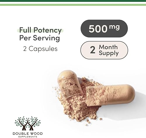 DOUBLE WOOD SUPPLEMENTS ASHWAGANDHA CAPSULES 500MG 20 1 EXTRACT 120 COUNT, HIGH POTENCY ADAPTOGEN STRESS RELIEF SUPPLEMENT