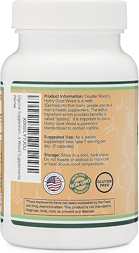 DOUBLE WOOD SUPPLEMENTS HORNY GOAT WEED 1000MG 20 ICARIINS, MAX STRENGTH, 90 CAPSULES, FOR MEN WOMEN,